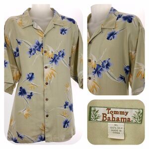 Tommy Bahama Hawaiian XL Mens Shirt 100% SILK Floral Vacation TB RELAX S/S